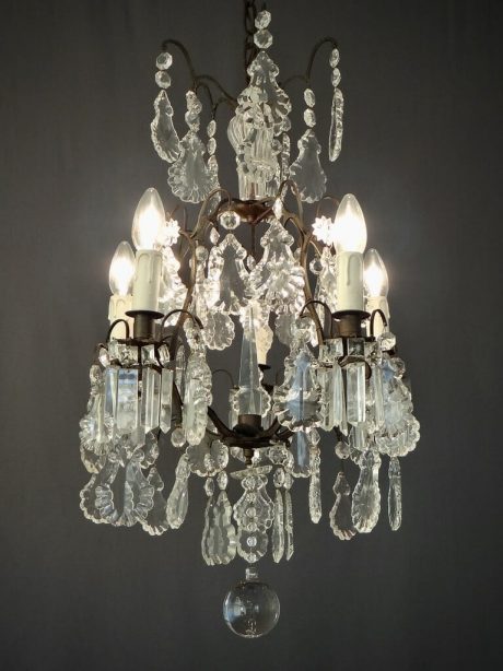 French Late 19th century five branch cage form chandelier