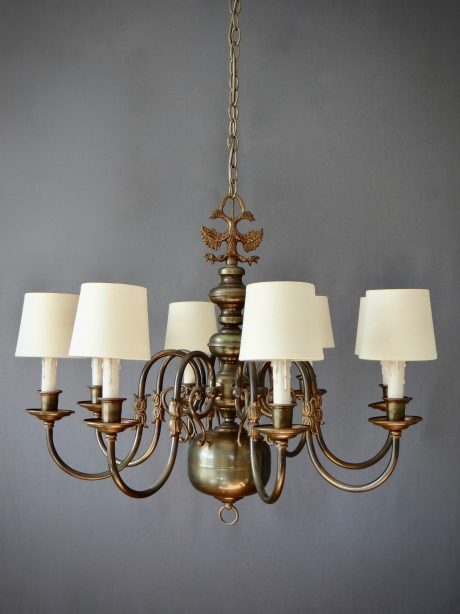 Flemish eight arm brass chandelier c.1950