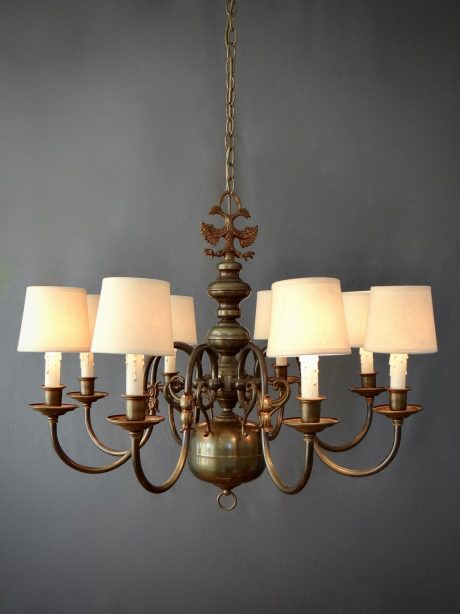 Flemish eight arm brass chandelier c.1950