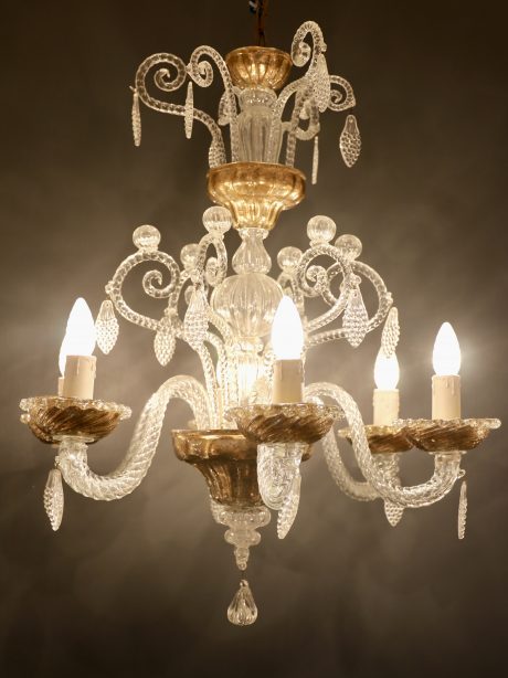 Murano hand blown glass chandelier with grape tassels