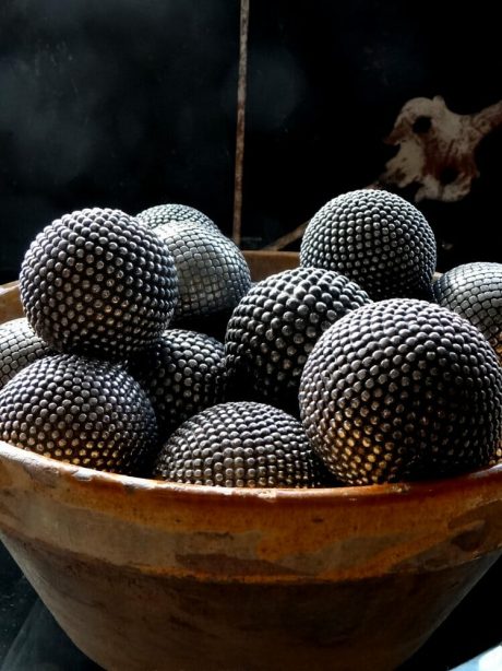 Collection of burnished French steel petanque boules c.1870