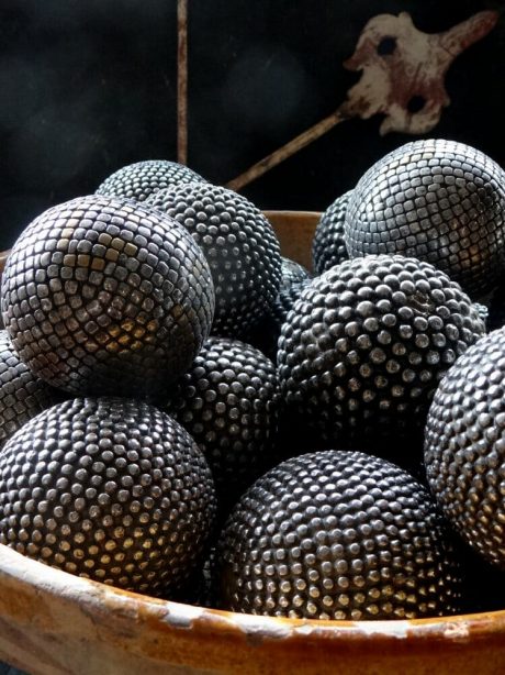 Collection of burnished French steel petanque boules c.1870