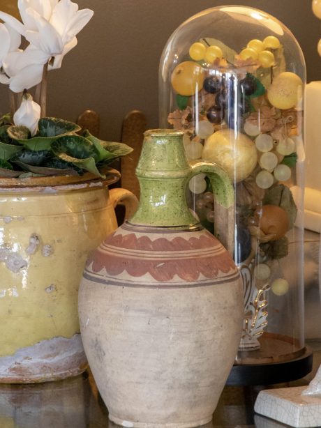 A Spanish glazed and decorated stoneware water jug c.1860