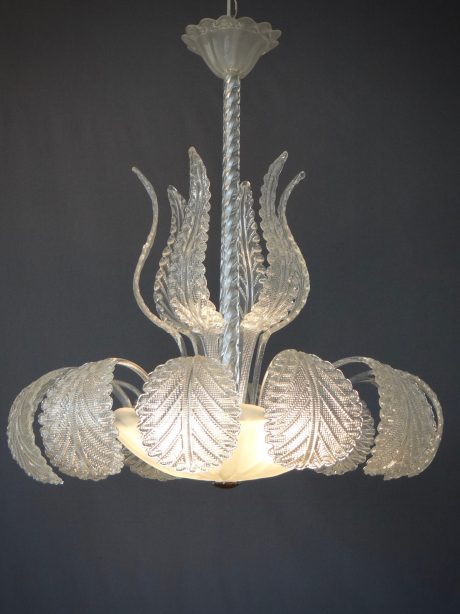 Glamorous Italian clear Glass Murano Chandelier c.1940