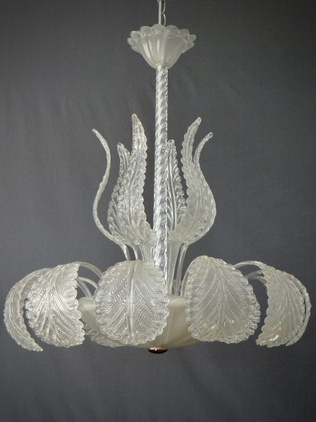 Glamorous Italian clear Glass Murano Chandelier c.1940