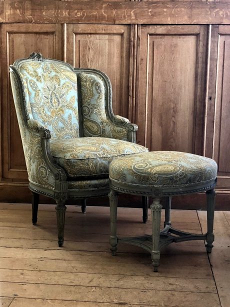 An antique Maison Jansen Bergere with stool c.1900