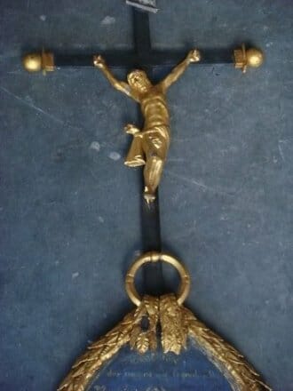 Antique gilded metal crucifix 1859