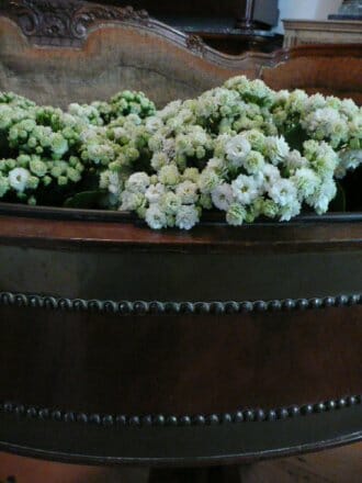 Mahogany and brass plant jardiniere with zinc liner c.1940