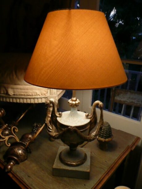 1940s wooden blue and silver gilt lamp base