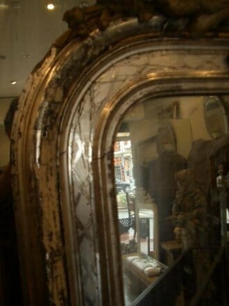 Napoleon III silver leaf and gilt mirror with gesso cartouche c.1890