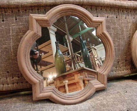 Pair of French 1940s bleached oak mirrors