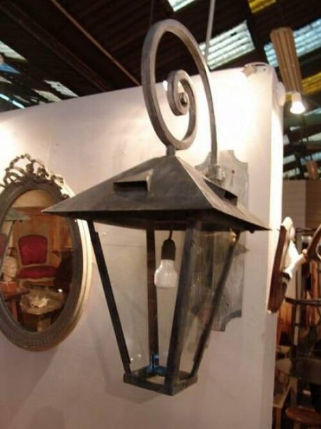 Pair of large metal outdoor portico lanterns c.1950