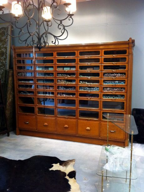 Huge Oak haberdashery cabinet from Menswear store in Paris