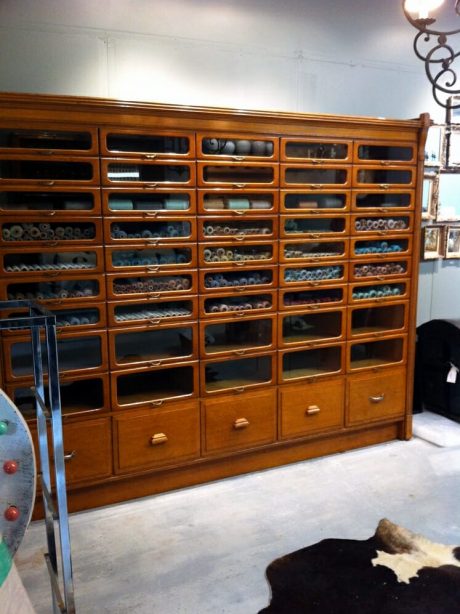 Huge Oak haberdashery cabinet from Menswear store in Paris