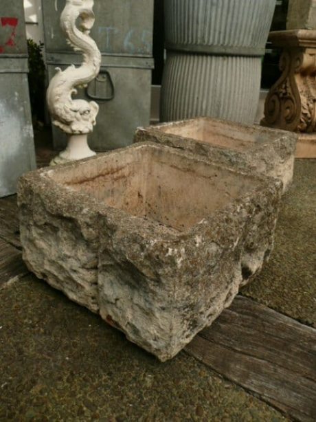 Pair of vintage French stone composite and cement planters