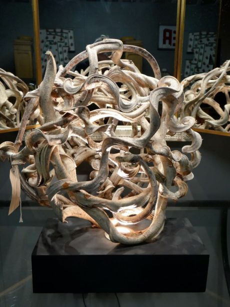 A contemporary mounted treeroot sculpture