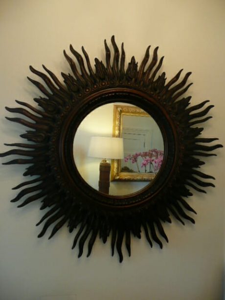 French carved beechwood starburst mirror c.1920