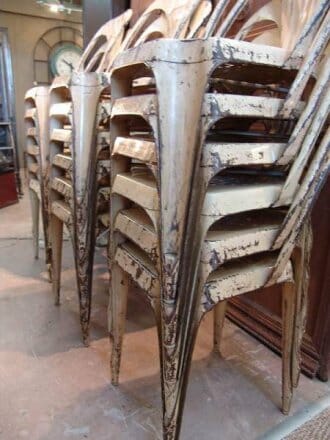 Painted metal chairs with stencilled detail c.1950s