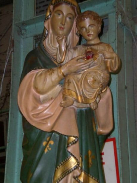 Painted plaster statue of Virgin Mary with Christ child c.1920