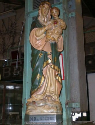 Painted plaster statue of Virgin Mary with Christ child c.1920