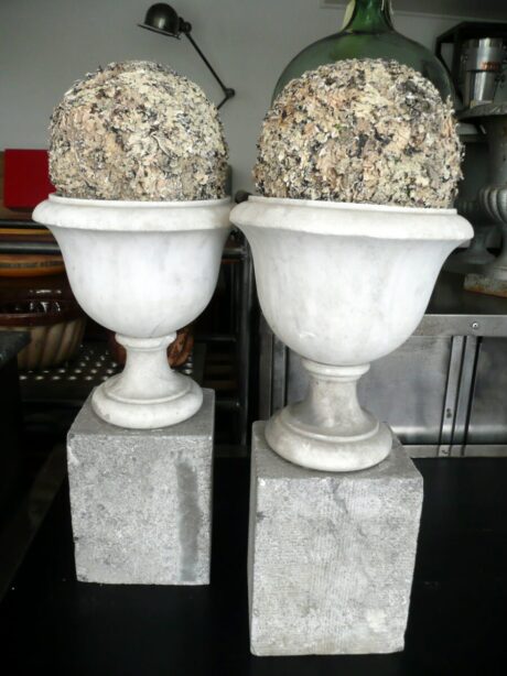 Marble and Bluestone plinth urns c.1930