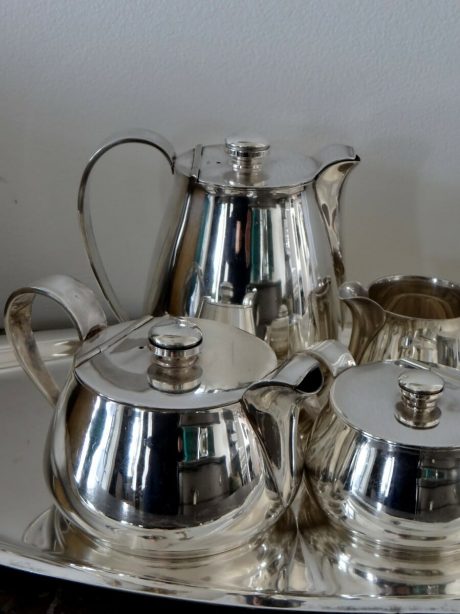 Chromed metal Wiskemann tea set from Belgium c.1930