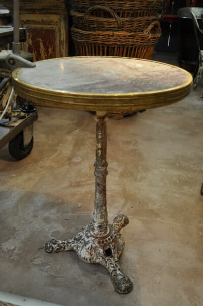 Painted cast iron French marble top bistrot table c.1900