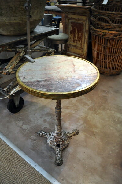 Painted cast iron French marble top bistrot table c.1900