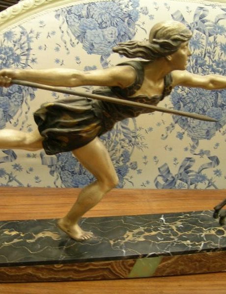 Diana the Huntress Deco sculpture - signed Carlier