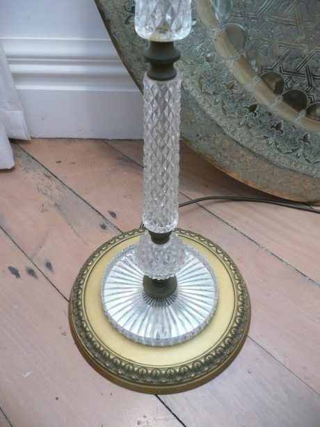 French 1950's crystal and bronze floor lamp