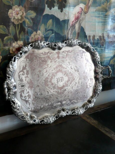End of 19th century ornate silver tray c.1880