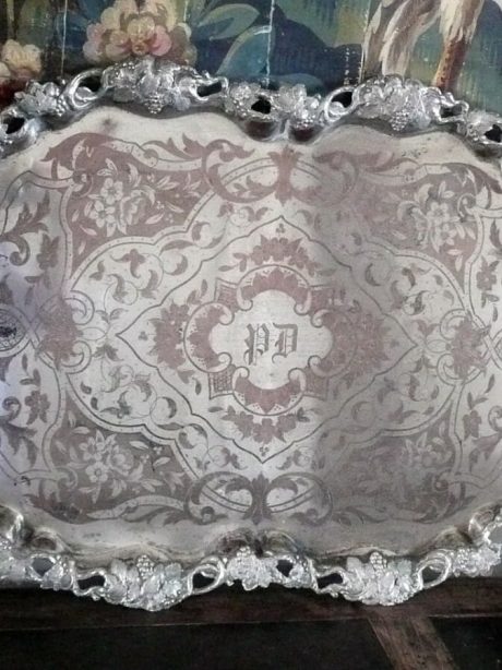 End of 19th century ornate silver tray c.1880