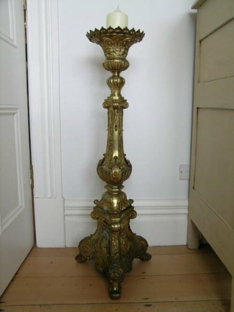 Gilded metal 18th century Ecclesiastical candlestick