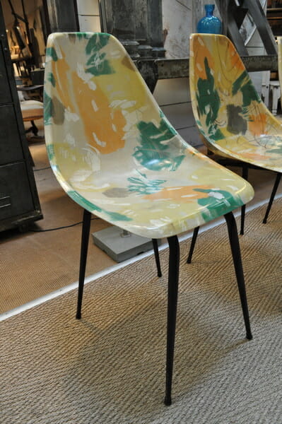 Set of four 1950's French designer bucket chairs