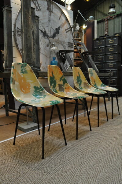Set of four 1950's French designer bucket chairs