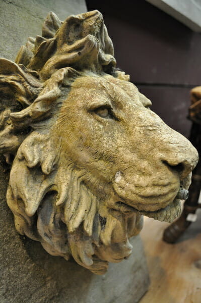 French concrete lions head for fountain c.1950