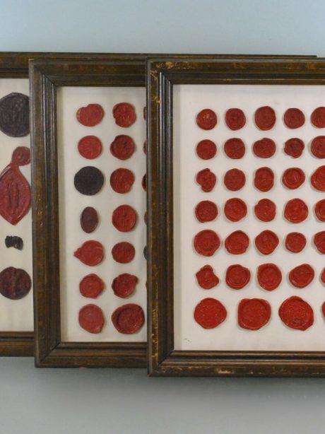 Framed collection of wax seals c.1880