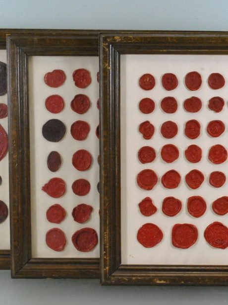 Framed collection of wax seals c.1880