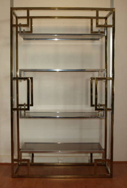 Etagere shelving unit in chrome and brass by Willy Rizzo c.1970