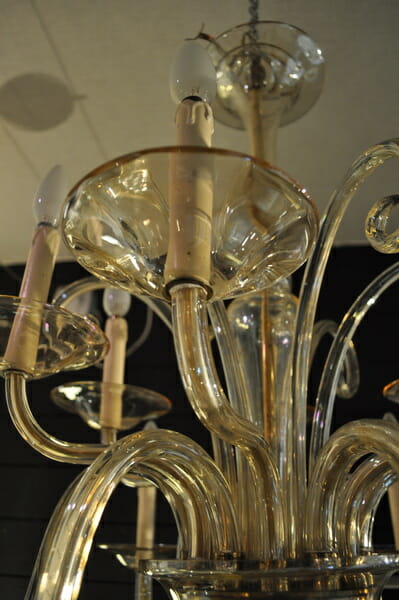 1950's Murano old gold glass chandelier