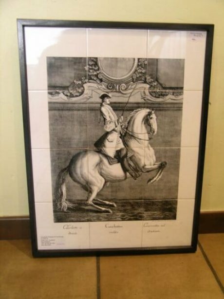 French black and white tile framed picture c.1970s
