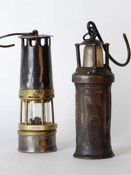Pair of Welsh brass antique miners lamps c.1860