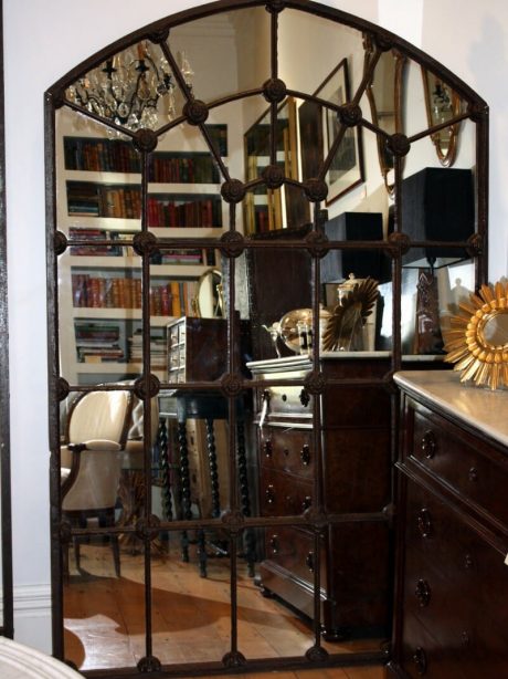 Pair of cast iron Victorian large window mirrors c.1890