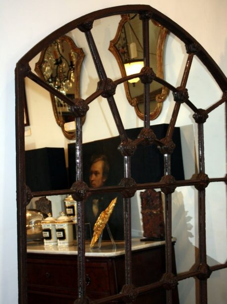 Pair of cast iron Victorian large window mirrors c.1890