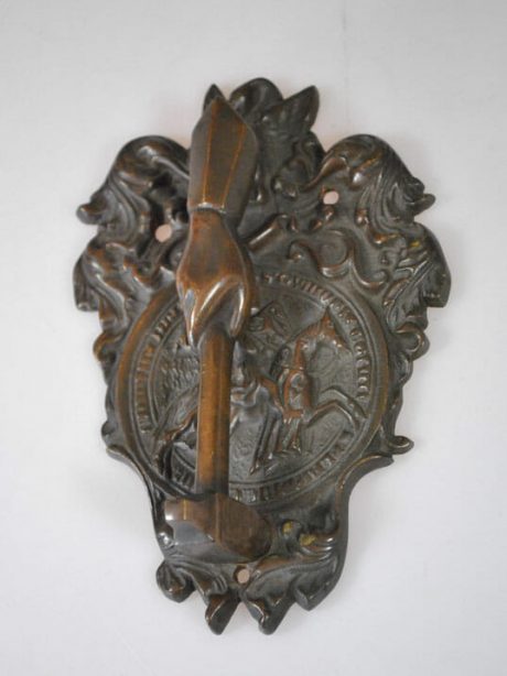 Bronze doorknocker c.1880 depicting knight on horseback