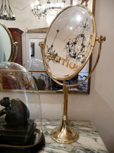 Exceptional pair of brass mirrors by 
