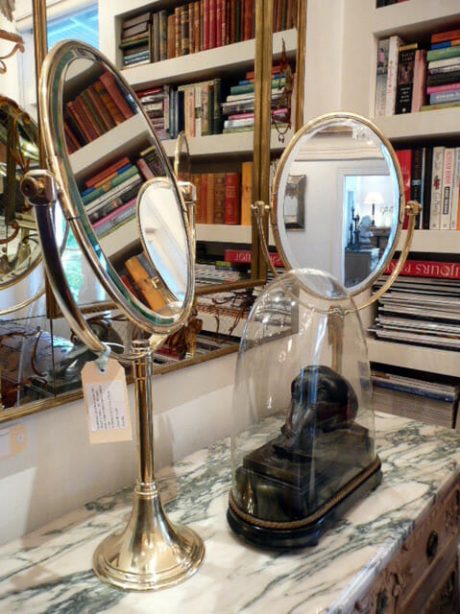 Exceptional pair of brass mirrors by 