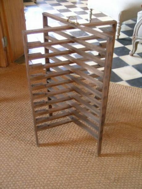 Vintage pine plate rack from french restaurant