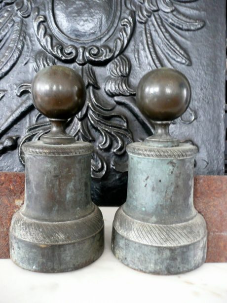 Pair of bronze Empire style firedogs c.1890