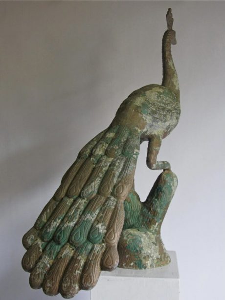 Early 20th century metal painted peacock sculpture c.1920 -30